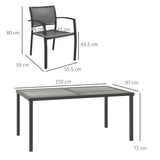 4 Seater Garden Dining Set with Stackable Armchairs, Grey