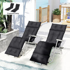 190x56x10cm Sun Lounger Cushions Set of 2 for Loungers, 220gsm UPF20+ Black