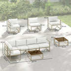 6 Seater Aluminium Garden Sofa Set with Coffee Table, White