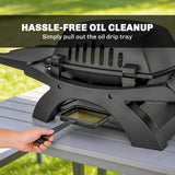 2 Burner Gas Grill with 2 Side Tables and Cast Iron Grates, Black