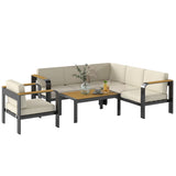 3-Piece Garden Corner Sofa Set with Aluminum Frame and Olefin Cushions, Beige
