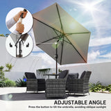 2.6 m Garden Parasol with Tilt, Crank, Vent & Aluminium Pole, Light Grey