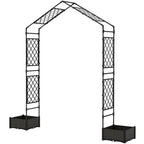 7.3ft Garden Arch with 2 Planter Boxes for Climbing Plants, Black