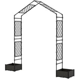 7.3ft Garden Arch with 2 Planter Boxes for Climbing Plants, Black