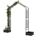 7.3ft Garden Arch with 2 Planter Boxes for Climbing Plants, Black