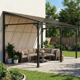 4 x 3 m Metal Lean-to Pergola with Polycarbonate Roof, Brown