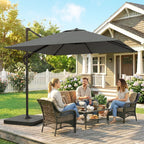 8' x 8' Cantilever Patio Umbrella with Base Weights, Dark Grey
