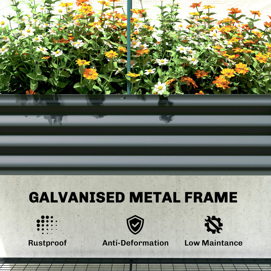 Galvanized Raised Garden Bed with Greenhouse Cover, Dark Gray