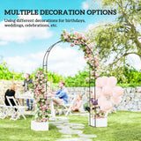 8 ft Steel Garden Arch Trellis with Base, Black