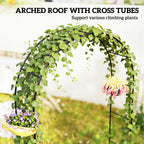 8 ft Steel Garden Arch Trellis with Base, Black