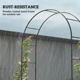 8 ft Steel Garden Arch Trellis with Base, Black