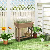41L Self-Watering Raised Garden Bed with Lid and Shelf, Brown