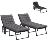 2 Piece Reclining Outdoor Chaise Lounge Chairs with Cushions, Dark Gray