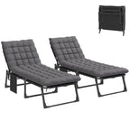 2 Piece Reclining Outdoor Chaise Lounge Chairs with Cushions, Dark Gray