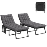 2 Piece Reclining Outdoor Chaise Lounge Chairs with Cushions, Dark Gray