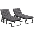 2 Piece Reclining Outdoor Chaise Lounge Chairs with Cushions, Dark Gray