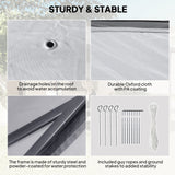 11' x 11' Pop Up Canopy with Double Roof and Mesh Sidewalls, Light Grey
