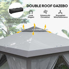 11' x 11' Pop Up Canopy with Double Roof and Mesh Sidewalls, Light Grey