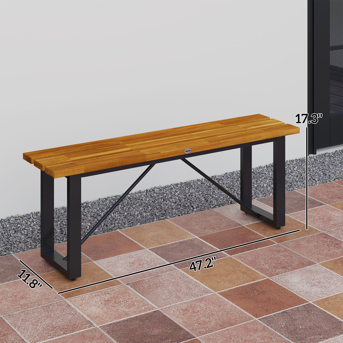 47" 2-Person Acacia Wood Outdoor Bench, Teak