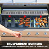 6 Burner Propane Gas Grill with Side Burner, 63,000 BTU , Warming Rack & Cabinet