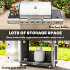 6 Burner Propane Gas Grill with Side Burner, 63,000 BTU , Warming Rack & Cabinet