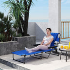 Folding Lounge Chair with Reading Hole and Headrest, Dark Blue