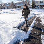 37" Extra-Wide Aluminum Snow Pusher with Wheels and Ergonomic Handle, Black