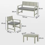 4-Seater Acacia Garden Set with Loveseat, 2 Chairs & Wood Table, Light Grey
