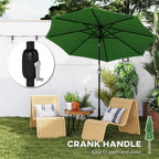 3 m Garden Parasol with 3-Tier Roof, Crank Handle & Tilt, Green