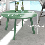 36" Round Patio Coffee Table with Metal Frame, Green