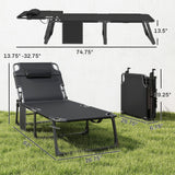 2 Piece Reclining Outdoor Chaise Lounge Chairs with Cushions, Dark Gray