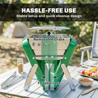 Folding Portable Charcoal BBQ Grill with Handle and Foldable Legs, Dark Green