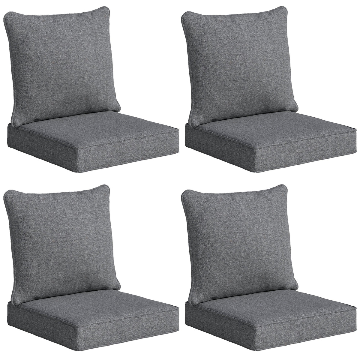 Set of 4 Outdoor Chair Cushions, 24" x 24", Grey