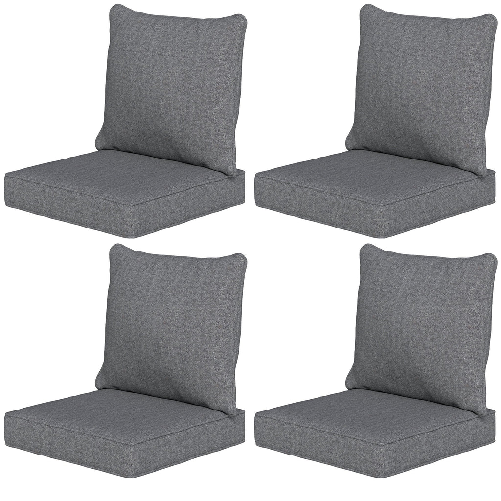 Set of 4 Outdoor Chair Cushions, 24" x 24", Grey