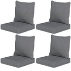 Set of 4 Outdoor Chair Cushions, 24" x 24", Grey