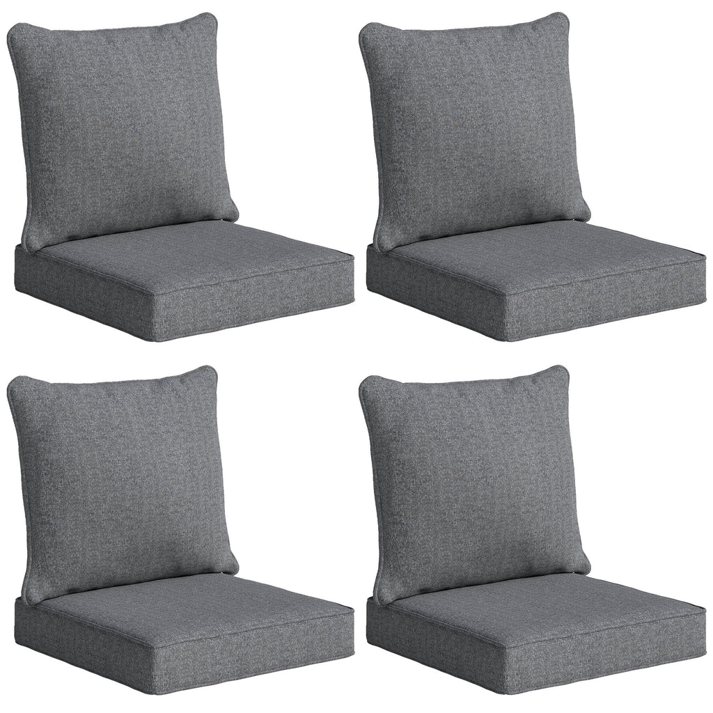 Set of 4 Outdoor Chair Cushions, 24" x 24", Grey