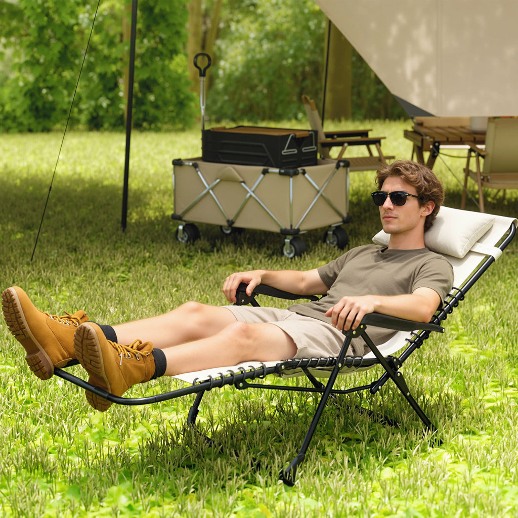 Zero Gravity Chair with 5-Position Backrest and Headrest, Beige