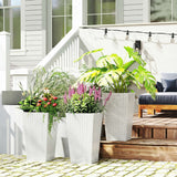 3 Piece 24" Tall Planters with Drainage Holes, White