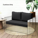 2 Seater Outdoor Seat Cushions with Backrest, Black
