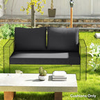 2 Seater Outdoor Seat Cushions with Backrest, Black