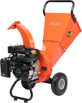 Compact Gas Powered Wood Chipper Shredder Mulcher - 7HP 212cc, 3 Inch Max Capacity