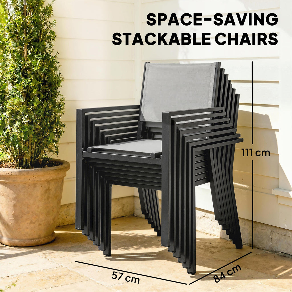 7 Piece Outdoor Dining Set with Extendable Table and Stackable Chairs