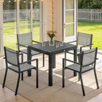 7 Piece Outdoor Dining Set with Extendable Table and Stackable Chairs