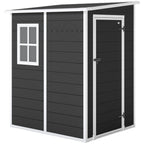 4 x 5FT Plastic Lean-to Garden Shed with Floor, Window and Vent, Black