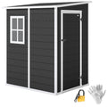 4 x 5FT Plastic Lean-to Garden Shed with Floor, Window and Vent, Black