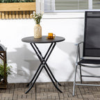 23.6" Folding Outdoor Coffee Table with HDPE Top, Dark Grey
