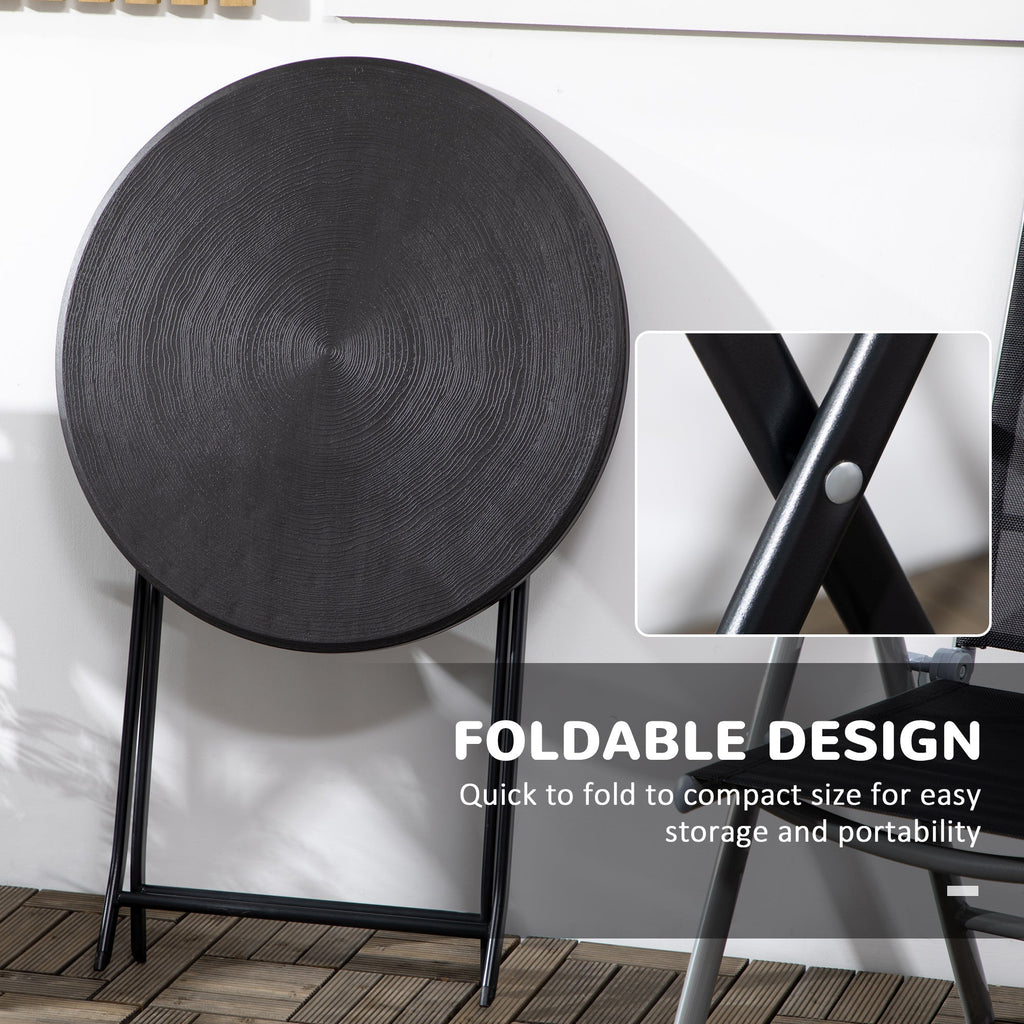 23.6" Folding Outdoor Coffee Table with HDPE Top, Dark Grey
