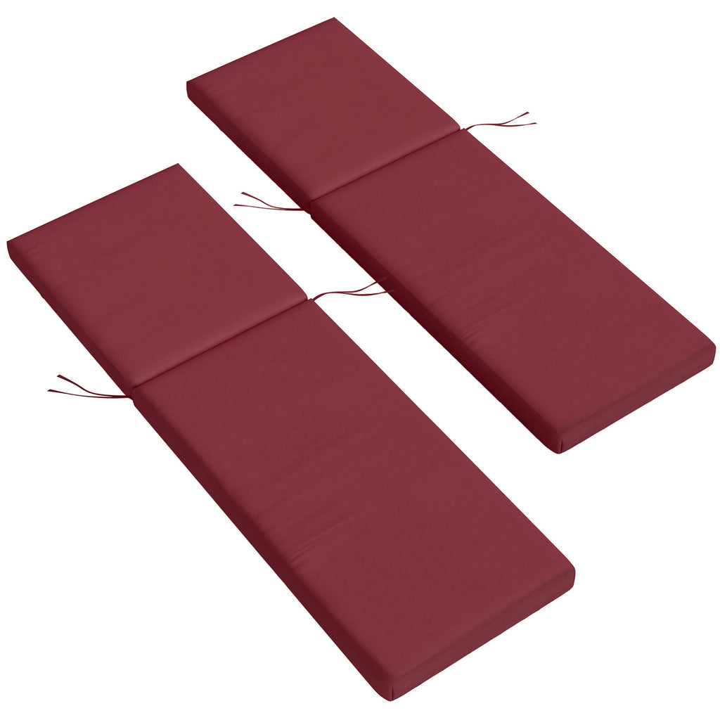 2pc Patio Chair Cushion Set with Ties for Indoor or Outdoor, Wine Red