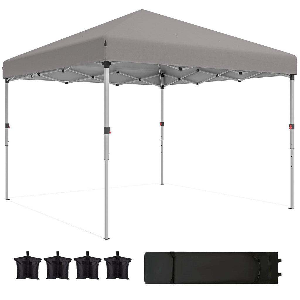 10' x 10' Pop Up Canopy Tent with Sidewalls and Roller Bag, Light Grey