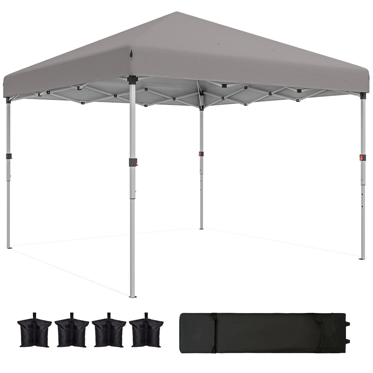 10' x 10' Pop Up Canopy Tent with Sidewalls and Roller Bag, Light Grey